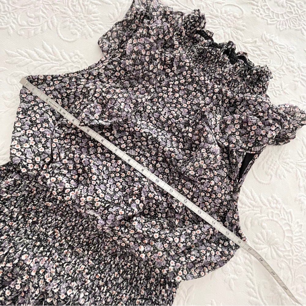 NWOT Lulus Evalina Black Floral Print Mock Neck Midi Dress Small - Picture 6 of 8